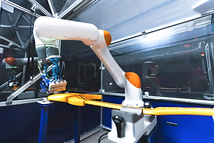 A high-speed industrial robotic arm component made from lightweight PA66 CF40 composite A high-speed industrial robotic arm component made from lightweight PA66 CF40 composite